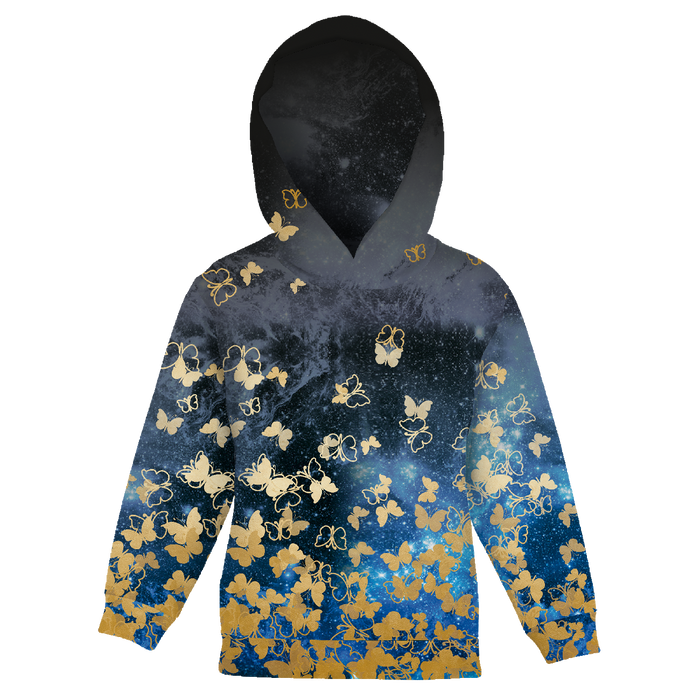 KINDER HOODIE (ALEX) - SCHMETTERLINGE / gold - Nähset (86/92) 