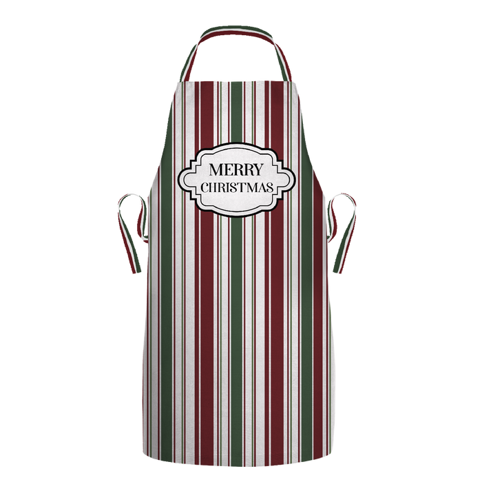 Weihnachtsschürze - MERRY CHRISTMAS / streifen m. 2