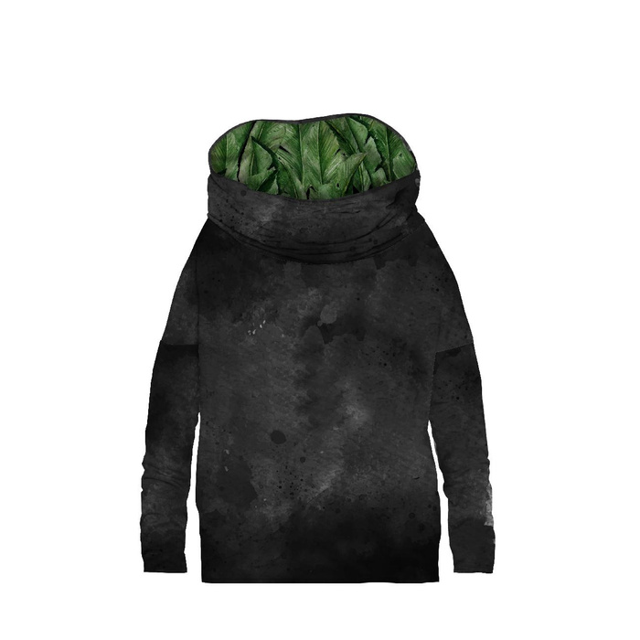SNOOD SWEATSHIRT (FURIA) - BLACK SPECKS / BANANA LEAVES pat. 4 (JUNGLE) - sewing set
