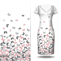 BUTTERFLIES PINK - dress panel Cotton muslin