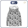 BLUZA DAMSKA (FURIA) NIETOPERZ Z KOMINEM - KWIATY (wzór 2 szary) / biały -  dzianina pętelkowa  XL