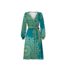 WRAP MIDI DRESS "BIANCA" S - MANDALA pat. 5 / emerald - sewing set 