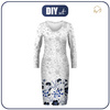 PENCIL DRESS (ALISA) - FLOWERS (pattern no. 5 navy) / white - sewing set S