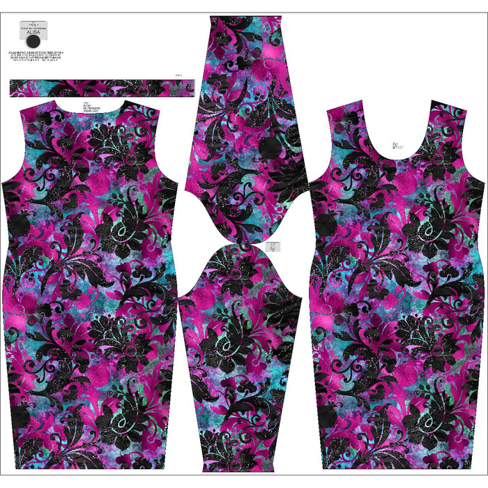 PENCIL DRESS (ALISA) - FLORAL PAT. 9 - sewing set L
