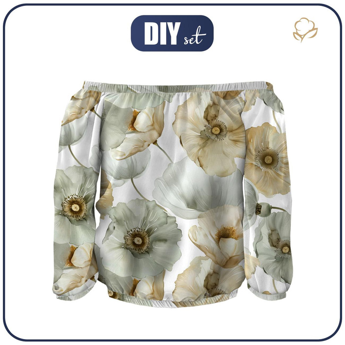 Bardot neckline blouse (SOFIA) - FLOWERS PAT.18 - sewing set S