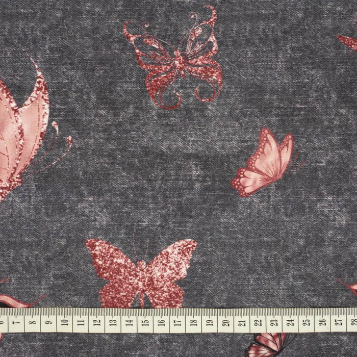 MOTYLE (BROKATOWE MOTYLE) / ACID WASH SZARY - tkanina szybkoschnąca