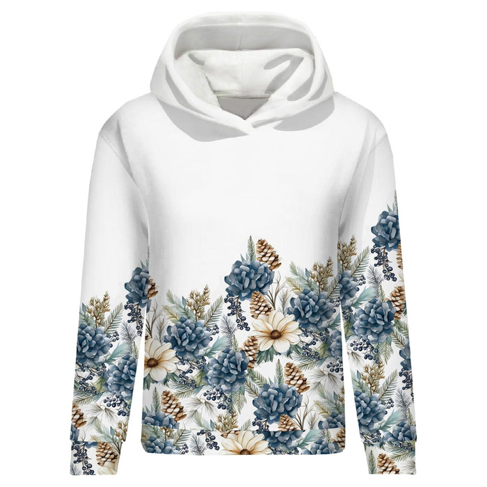 BLUZA DAMSKA (POLA) CLASSIC Z KAPTUREM - WINTER FLOWERS WZ.10 - zestaw do uszycia XS