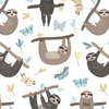 SLOTHS / butterflies (SLOTHS) / white - Linen 100%