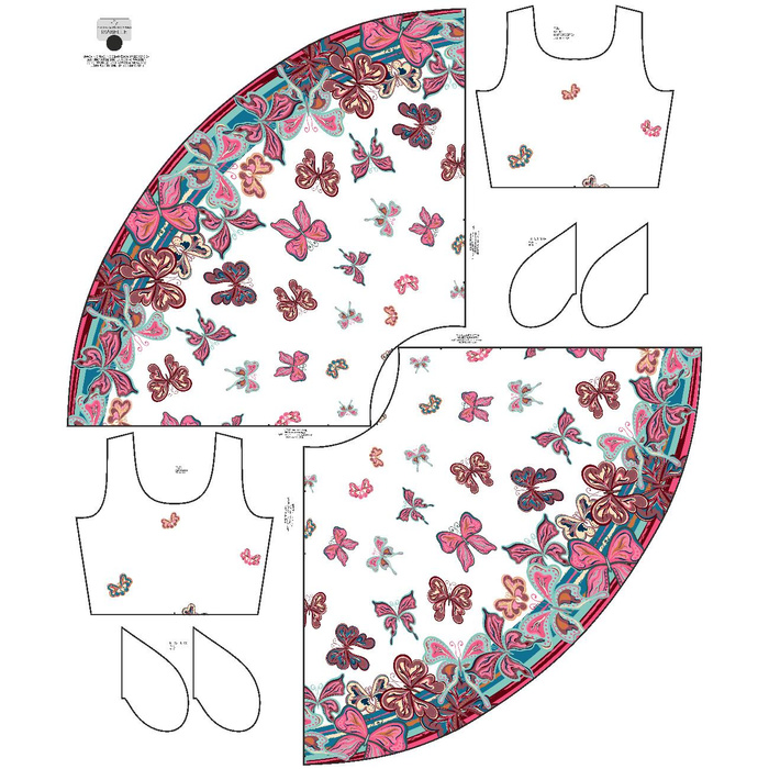 DRESS "ISABELLE" - BUTTERFLIES (pat. 1 pink) / white - sewing set M