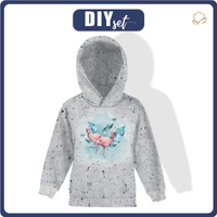 KINDER HOODIE (ALEX) - FLAMINGOS Ms. 2 / concrete - Nähset