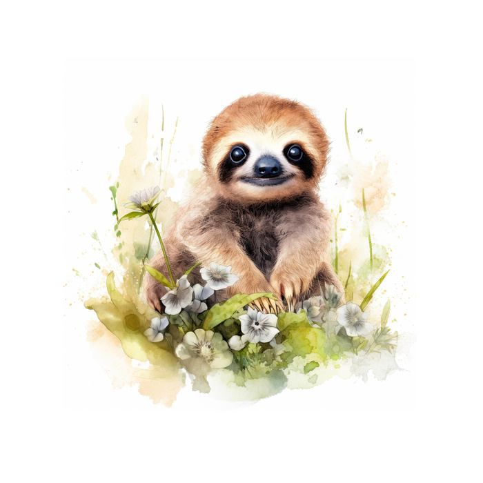 WATERCOLOR SLOTH - panel (60cm x 50cm) Panama 220g