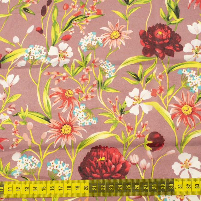 FLOWERS ON THE MEADOW pat. 3 / dusky pink - Chiffon