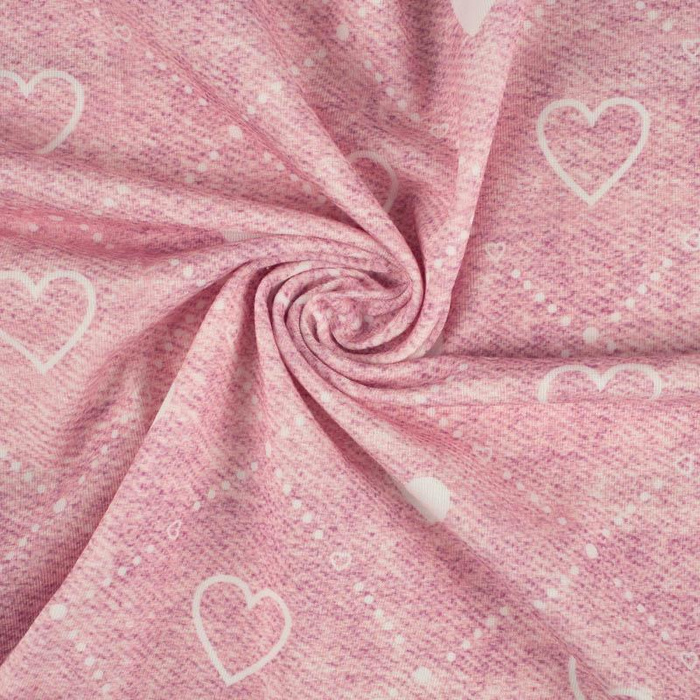HEARTS AND RHOMBUSES / vinage look jeans (rose quartz) - Cotton woven fabric