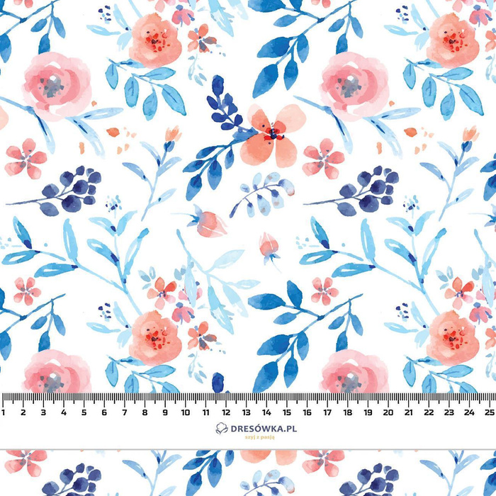 MALOWANE PIWONIE / biały - Len 100%