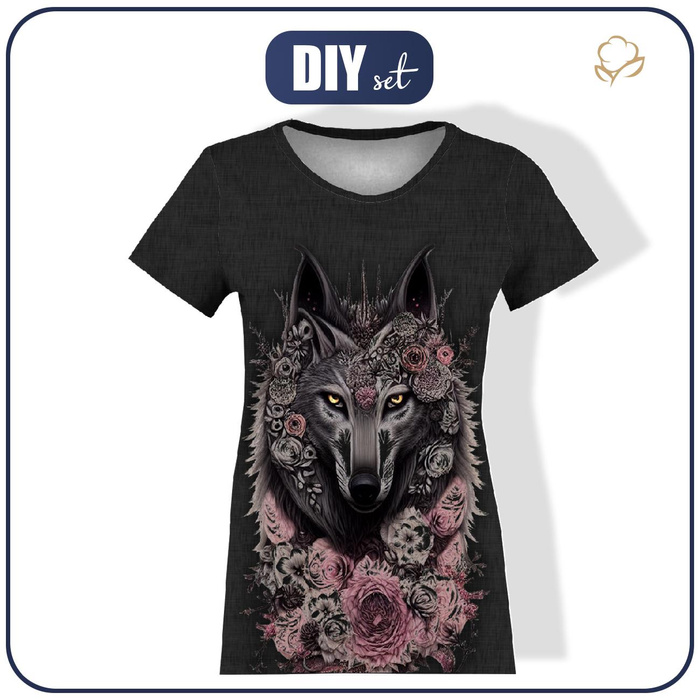 DAMEN T-SHIRT - FANTASY WOLF - Nähset M
