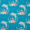 DOLPHINS pat. 3 (MAGICAL OCEAN) / blue - single jersey with elastane 