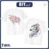 2-PACK - KINDER T-SHIRT - PFERD m. 2 - Nähset (140/146)