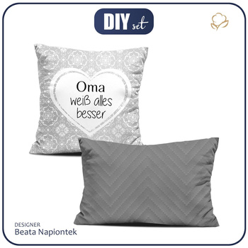 DECORATIVE PILOWS -  Oma weiß alles besser / damasco