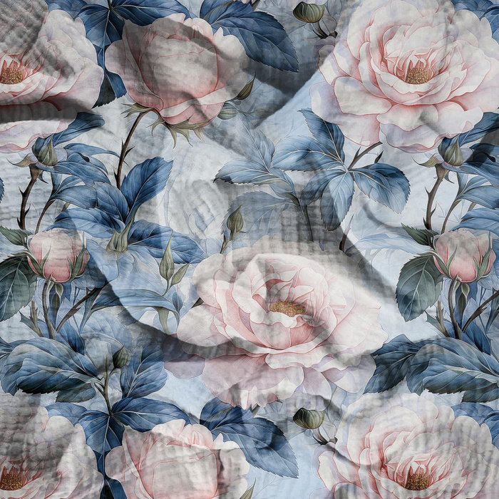 PASTEL FLOWERS WZ.14 - Muślin bawełniany
