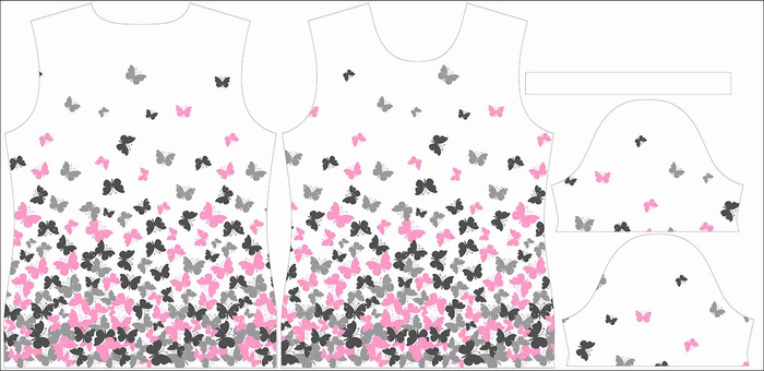 DAMEN T-SHIRT - SCHMETTERLINGE / rosa - Single Jersey XL