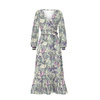 SUKIENKA KOPERTOWA Z FALBANKĄ "ABELLA" (L) - PURPLE FLORAL - zestaw do uszycia 