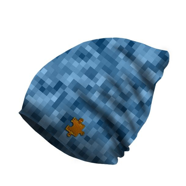 "Beanie" cap  54-56 - PIXELS pat. 2 / blue