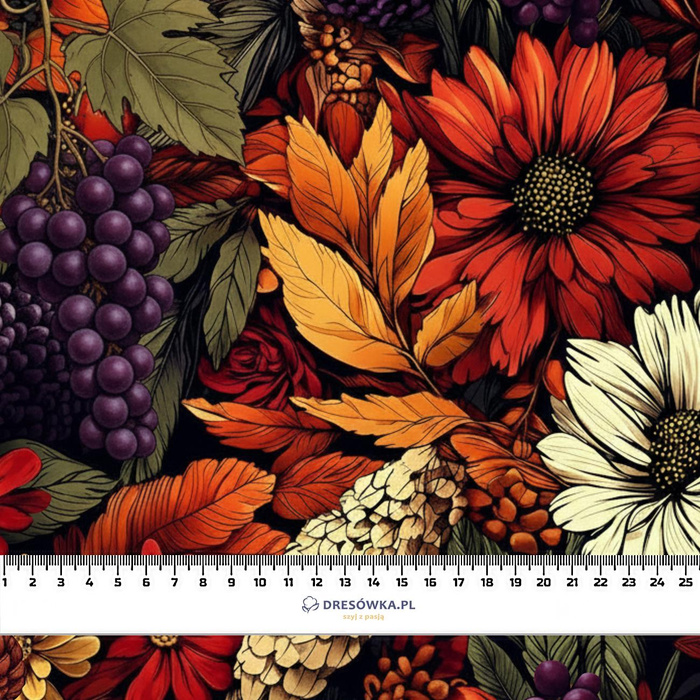AUTUMN FLOWERS wz.21 - dzianina drapana z elastanem ITY