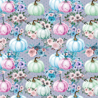 PUMPKINS AND FLOWERS pat. 1 (PUMPKIN GARDEN) - Viscose jersey