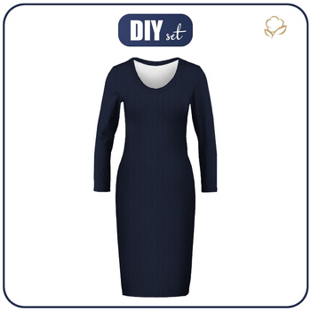 PENCIL DRESS (ALISA) - HERRINGBONE / NIGHT CALL / navy - sewing set