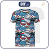 HERREN T-SHIRT - COMICS (blau - rot) - Single Jersey XL