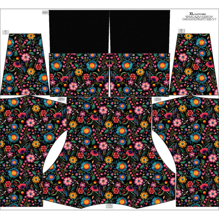 BLUZA DAMSKA (FURIA) NIETOPERZ Z KOMINEM - FLOWERS 3D WZ. 9 - zestaw do uszycia - M