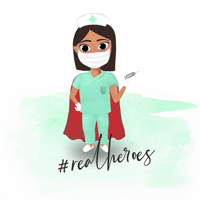 KRANKENSCHWESTER Ms. 1 (REAL HEROES) / weiß - Paneel Wasserabweisende Webware