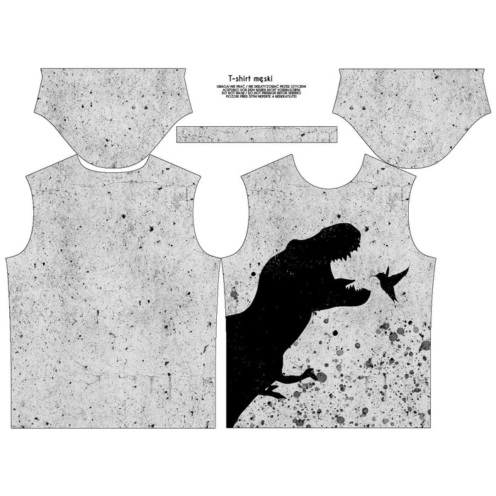 T-SHIRT MĘSKI - CZARNY DINOZAUR - single jersey L