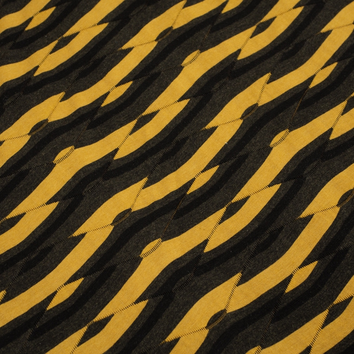 WAVES 3D / mustard - Single jersey with lockstitch