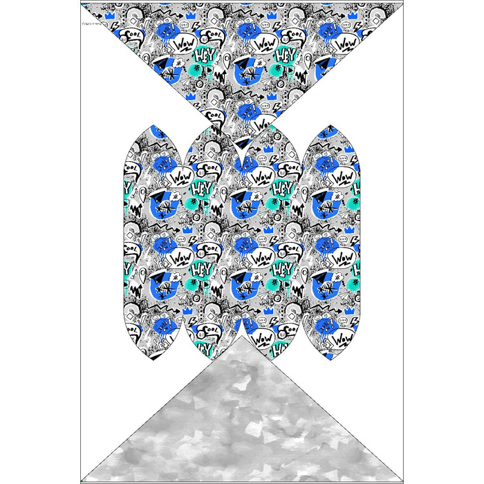 DZIECIĘCA CZAPKA I CHUSTA (CLASSIC) - GRAFFITI WZ. 2 / niebieski (SZKOLNE RYSUNKI) 48-50