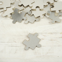 Kunstleder Etikett Label Puzzle - silber