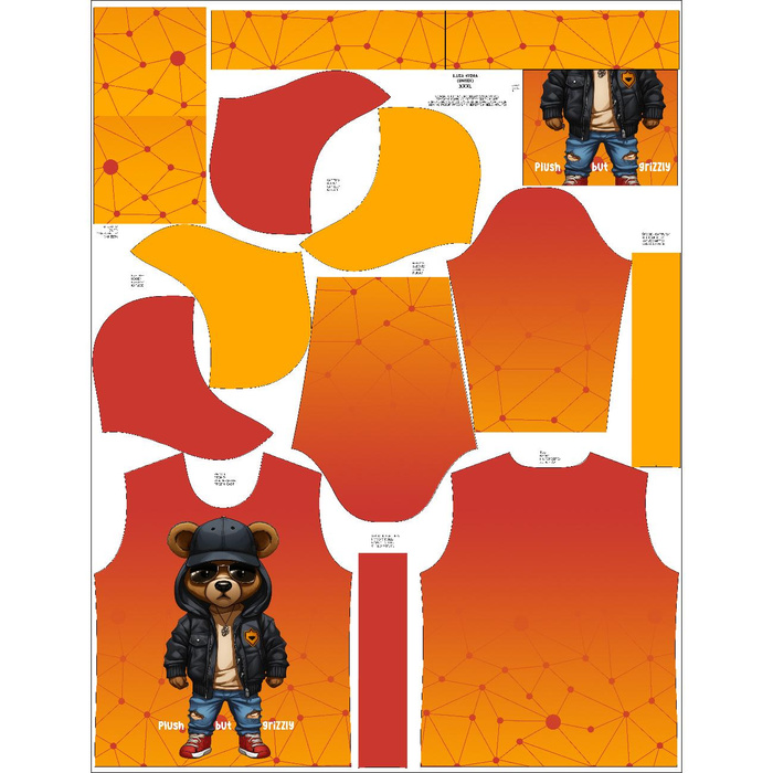 Unisex mikina s kapucí (HYDRA) - PLUSH BUT GRIZZLY - Sada šití 158/164