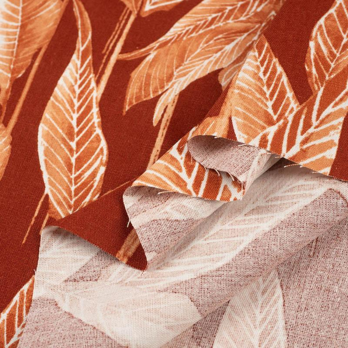 FALLING LEAVES / red - viscose + linen