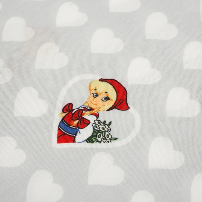 LITTLE RED RIDING HOOD HEARTS / light grey - Cotton woven fabric