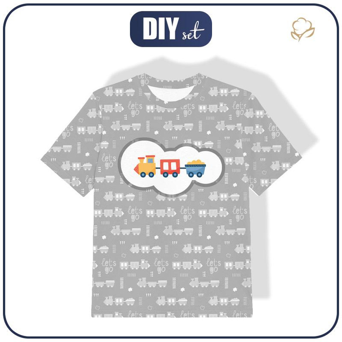 T-SHIRT DZIECIĘCY - LOKOMOTYWY wz. 2 / biały (ADVENTURE BEGINS) - single jersey (92/98)