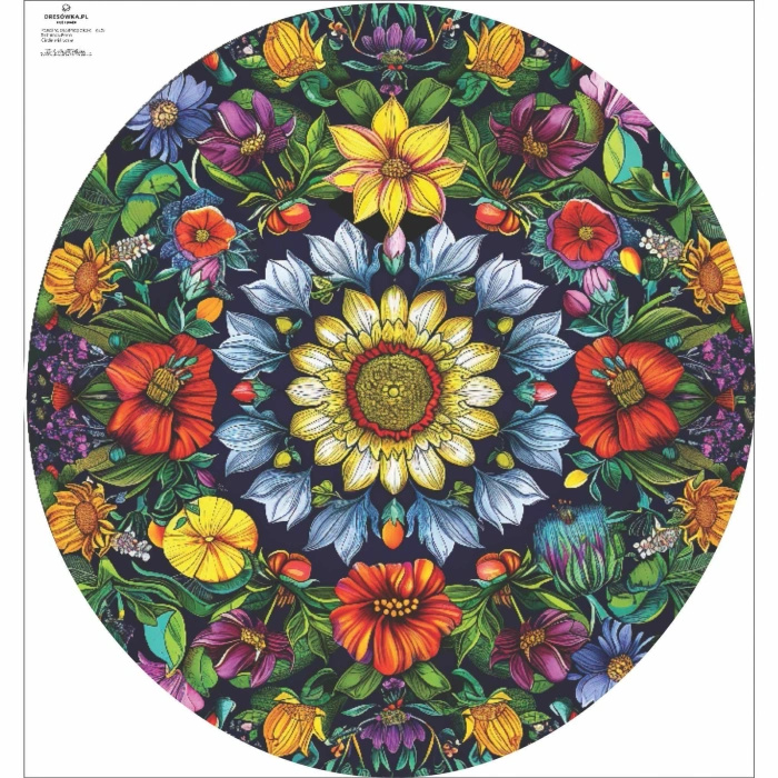 Circle skirt panel - COLORFUL FLOWERS wz. 3