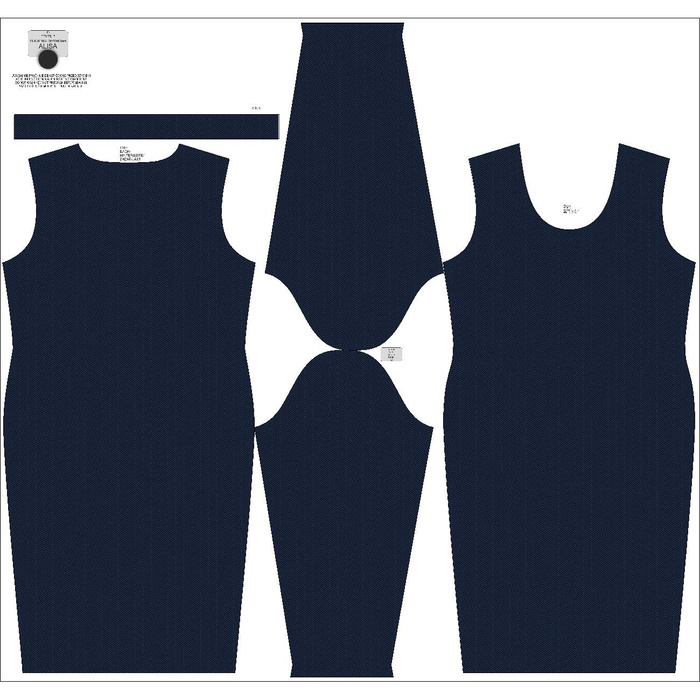 PENCIL DRESS (ALISA) - HERRINGBONE / NIGHT CALL / navy - sewing set XL
