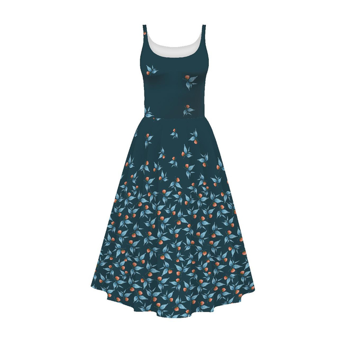DRESS "ISABELLE" - BLUE LEAVES - sewing set XL