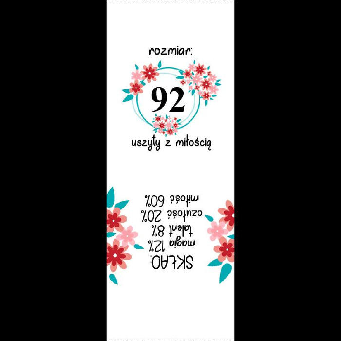Wszywka dziewczęca "KWIATY" PL - Komplet 9 szt / Rozmiar do wyboru