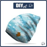 "Beanie" cap - CAMOUFLAGE - scribble / light blue 57-59