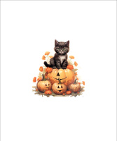HALLOWEEN CAT - Paneel (60cm x 50cm)  Baumwoll Webware