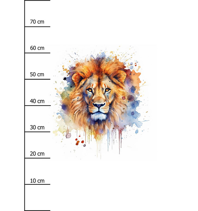 WATERCOLOR LION - Panel (75cm x 80cm) teplákovina počesaná s elastanem ITY