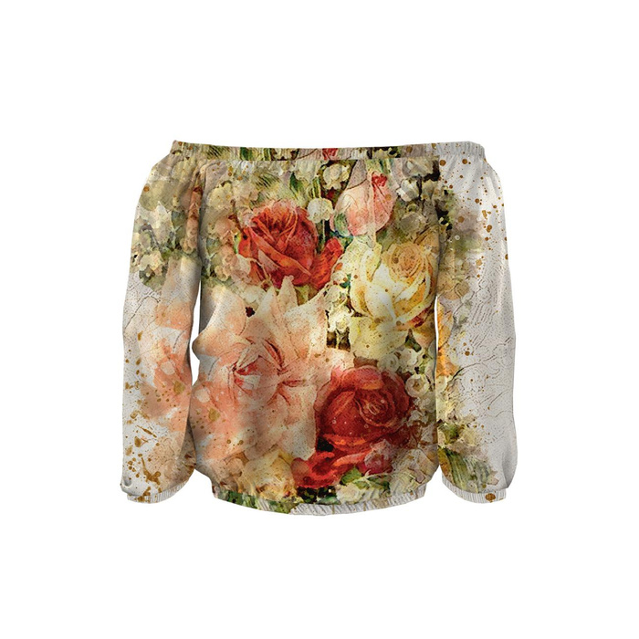 Carmenausschnitt Bluse (SOFIA) - WATERCOLOR FLOWERS MS. 7 - Nähset 