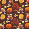 PUMPKINS ON THE SCOOTER (trees) / maroon (PUMPKIN GARDEN) - single jersey 