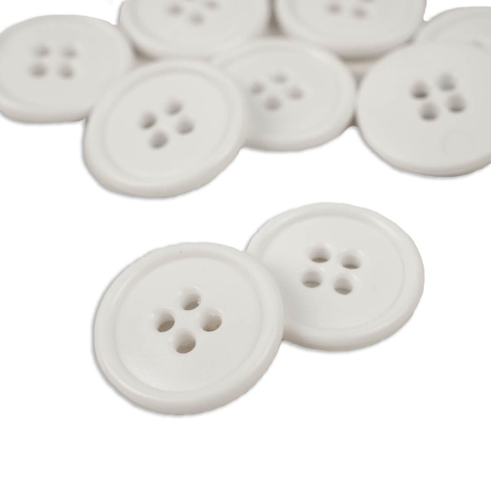Round plastic button 15mm - white